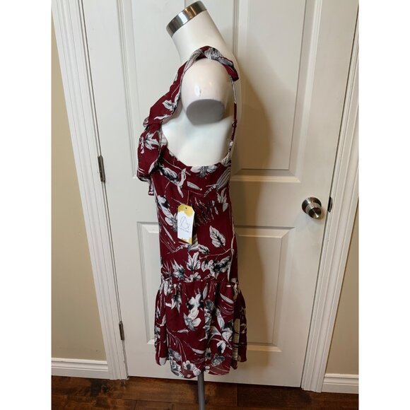 Parker Maroon "Red Rooted" Black/White Floral Dress, Size M, NWT! $365 - Picture 3 of 5